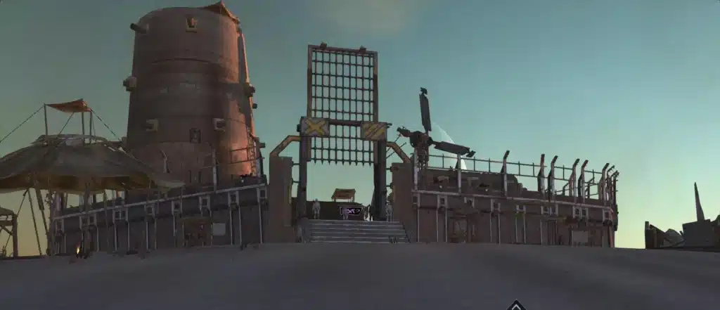 Desert fortress with tower and gated entrance