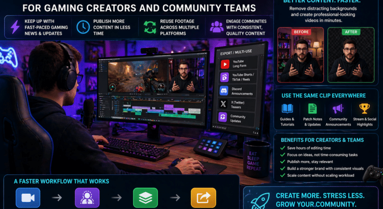 Infographic about faster video editing for gaming creators