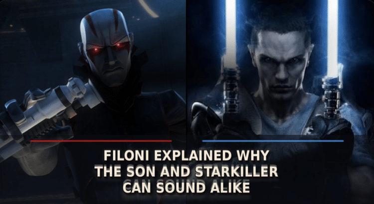 Star Wars editorial header image showing the Son of Mortis and Starkiller side by side with title text about why they can sound alike