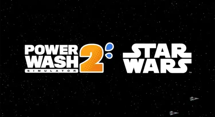 PowerWash Simulator 2 and Star Wars logos in space