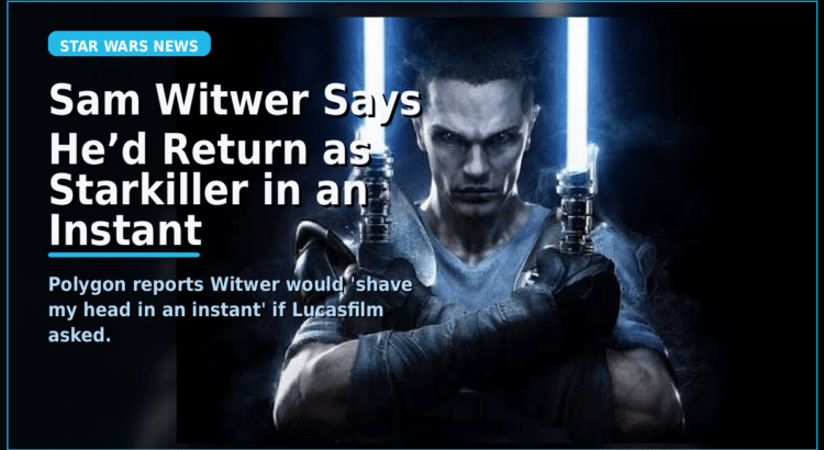 Starkiller holding two blue lightsabers