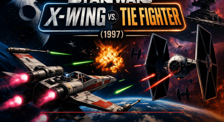 Star Wars X-Wing vs. TIE Fighter 1997 header image showing an X-wing and TIE fighter in a cinematic space battle