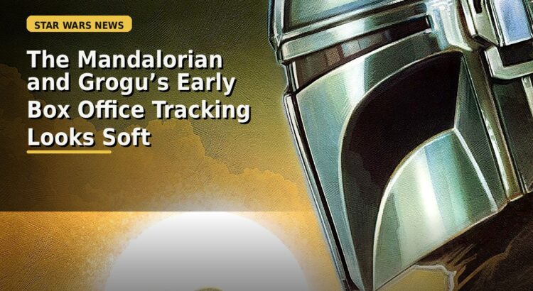Mandalorian helmet with box office news headline