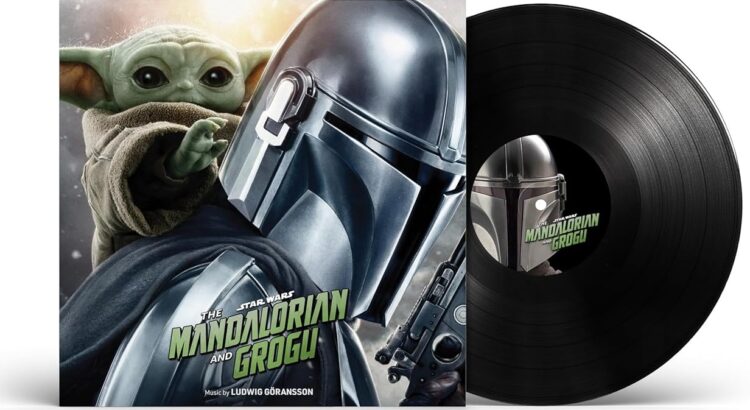 Mandalorian and Grogu album cover with vinyl record
