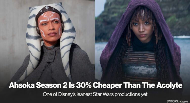 Ahsoka and The Acolyte split-image header comparing the production cost of Ahsoka Season 2 and The Acolyte