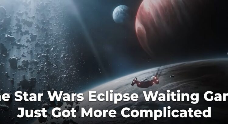 Spaceship flying near planets and asteroid field