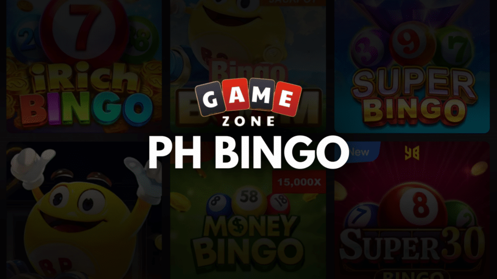 PH Bingo promotional banner with colorful game thumbnails