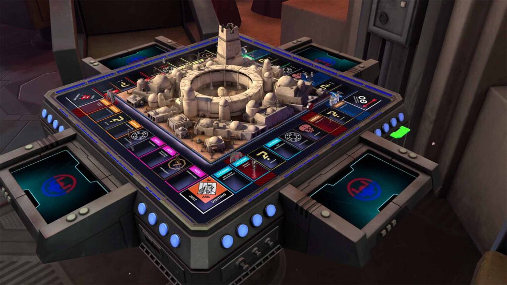 Futuristic Star Wars themed Monopoly board game table