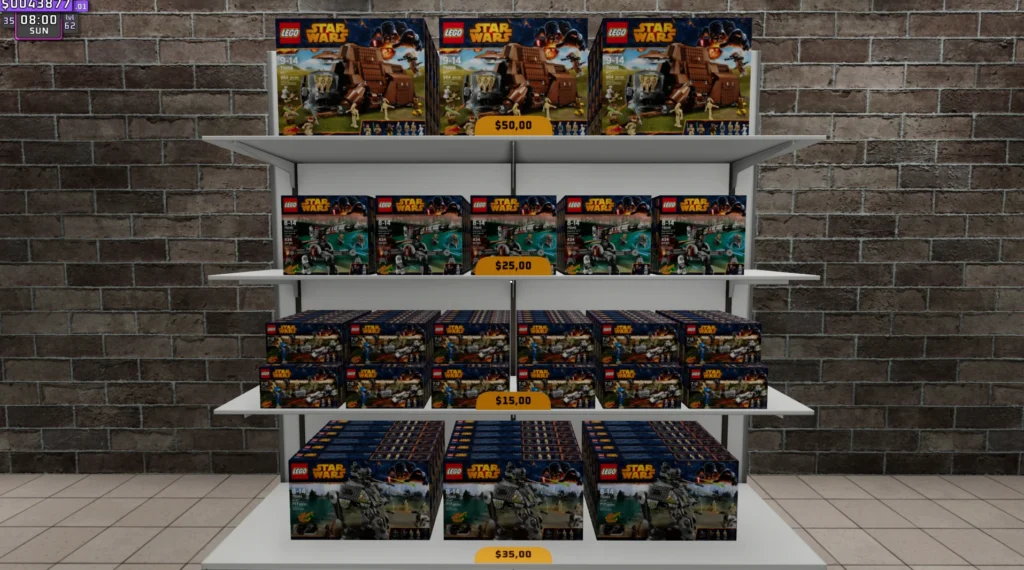 Store shelf displaying LEGO Star Wars sets