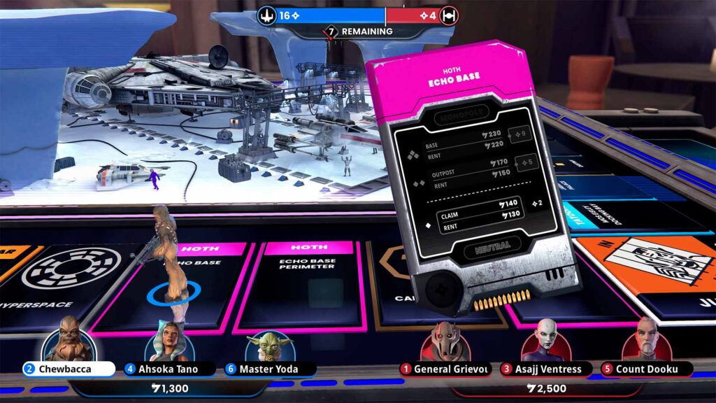 Star Wars Monopoly board featuring Hoth Echo Base