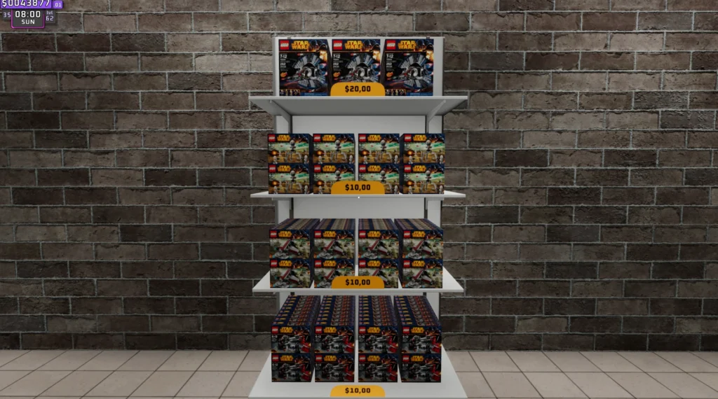 LEGO Star Wars sets on retail display shelf