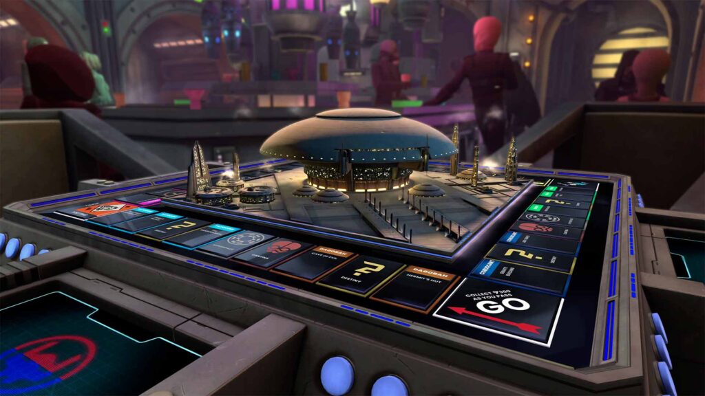 Star Wars themed Monopoly board with 3D city model
