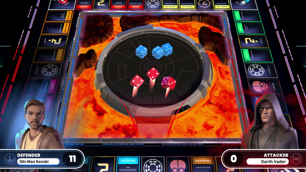 Star Wars themed board game with lava dice arena