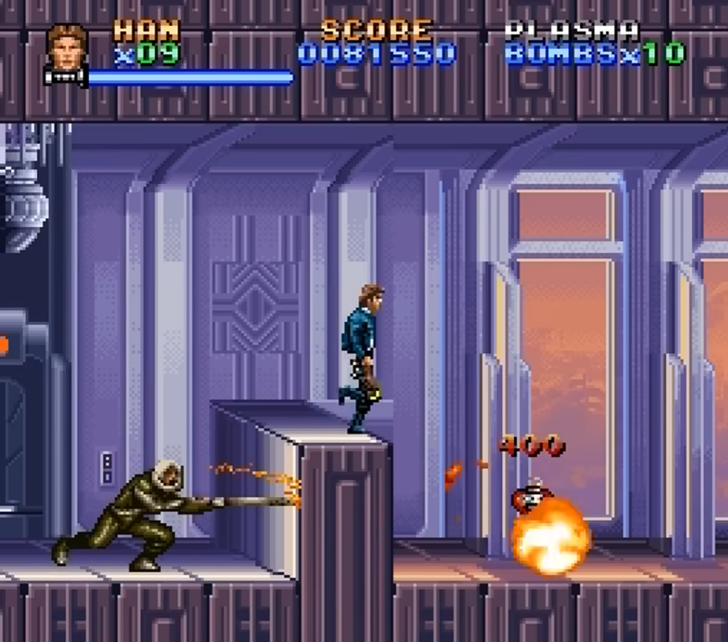 Retro Star Wars side-scrolling action game scene