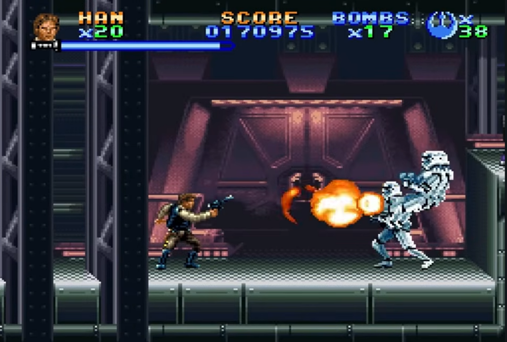 Retro Star Wars game: Han Solo fights stormtroopers