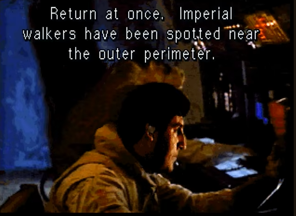 Rebel soldier receiving urgent Imperial walkers message