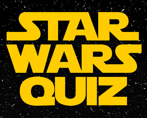 Star Wars quiz header image with iconic characters, lightsabers, starships, and trivia question elements.