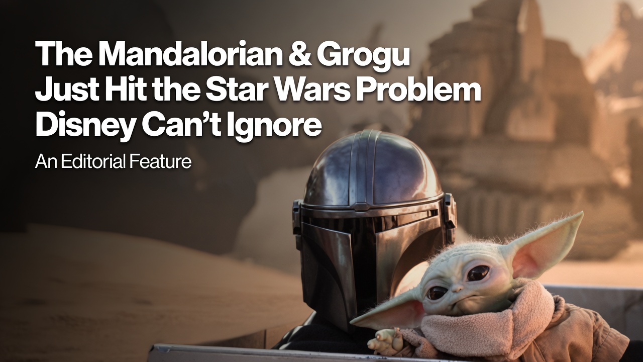 The Mandalorian and Grogu in a cinematic header image about the Star Wars box office problem Disney now faces.