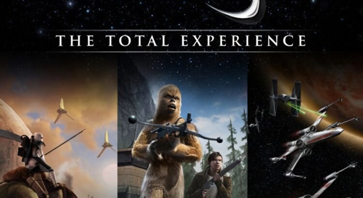 Star Wars Galaxies: The Total Experience 2005 box art - On This Day in Star Wars Gaming History with Chewbacca, lightspeed starships, and Empire Divided panels