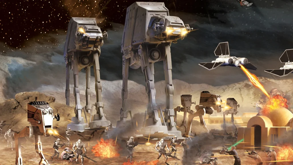 Imperial walkers attack desert village in space battle