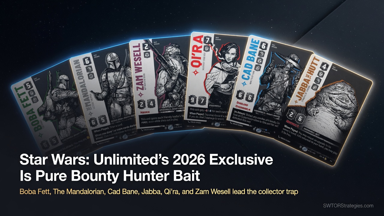 Star Wars Unlimited bounty hunter character cards display
