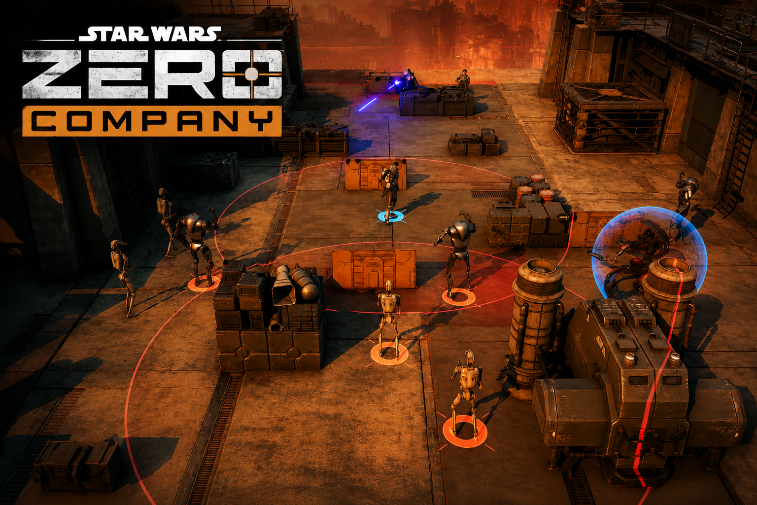 Star Wars Zero Company-inspired tactical battlefield header image showing droids, squad positioning, cover, and Clone Wars-style combat.