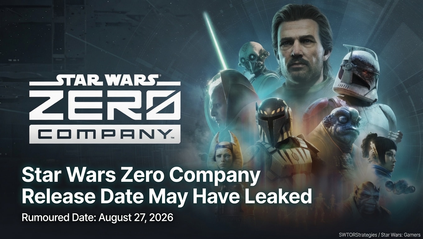 Star Wars Zero Company promotional artwork featuring the main squad and logo, used for a news article about the rumoured August 27, 2026 release date.