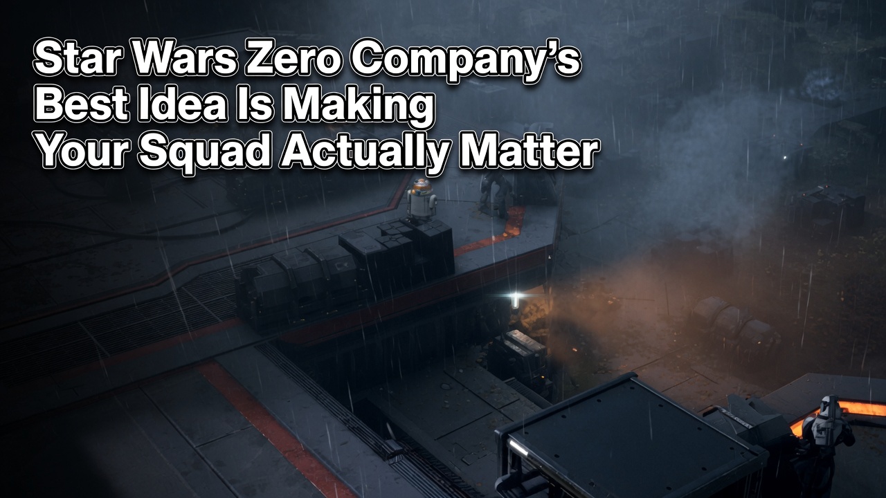 Star Wars Zero Company cinematic header image showing a dark rainy tactical battlefield with squad-based turn-based combat.