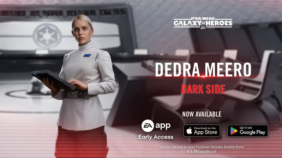 Dedra Meero in Imperial uniform, Star Wars game promo