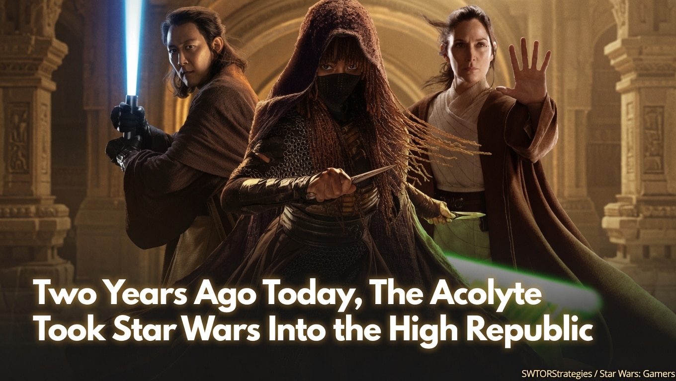 The Acolyte promotional-style header image featuring High Republic Jedi characters with title text about the series taking Star Wars into the High Republic.