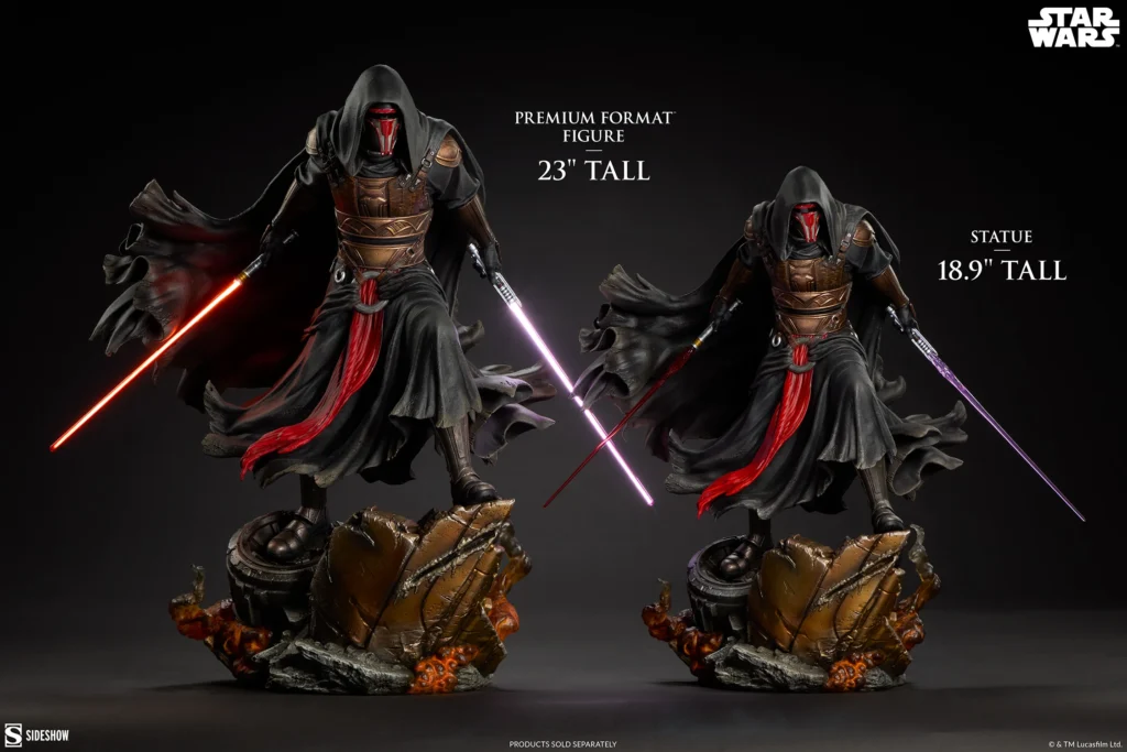 Darth Revan Star Wars statue with red lightsaber