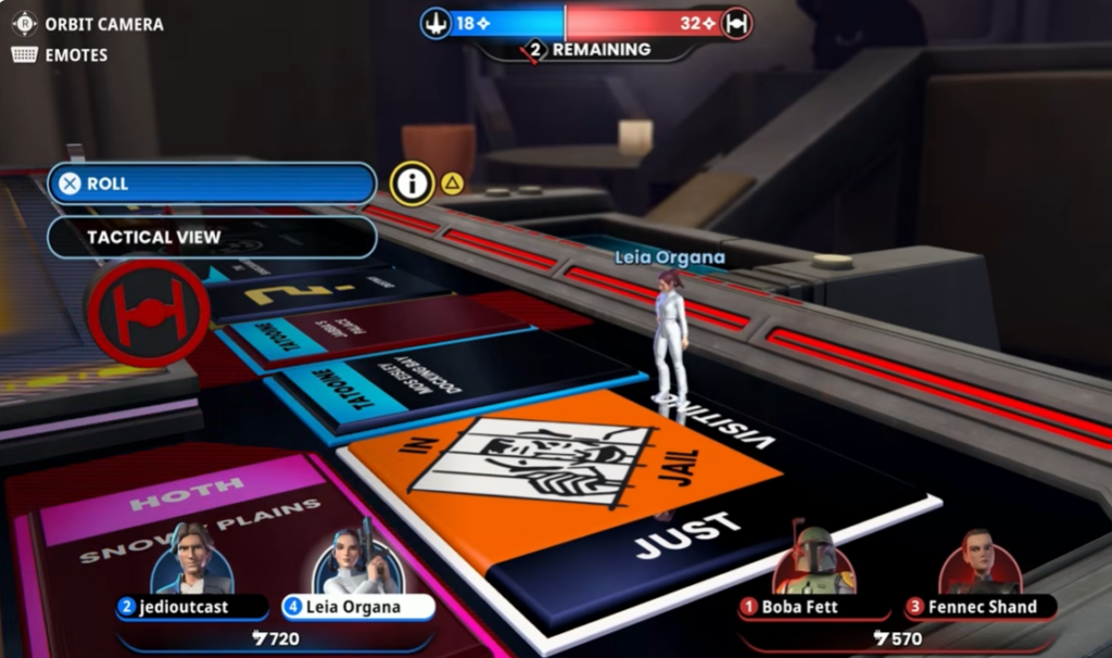 Star Wars Monopoly game board with Leia piece