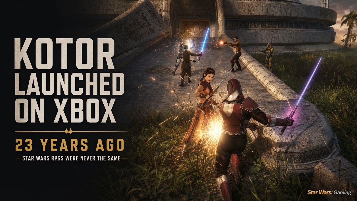 KOTOR Xbox launch article header featuring Star Wars Knights of the Old Republic and its impact on Star Wars RPG history