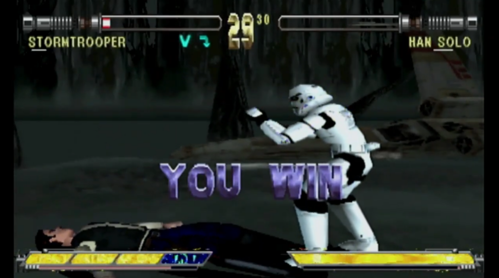 Stormtrooper defeats Han Solo in fighting game