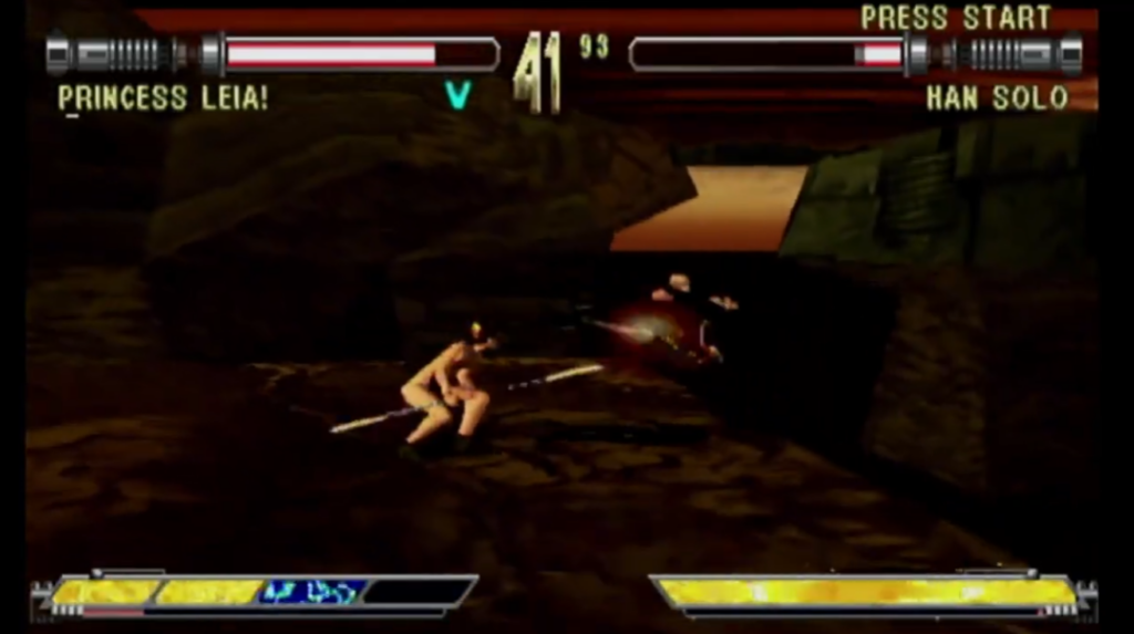 Princess Leia fighting Han Solo in video game