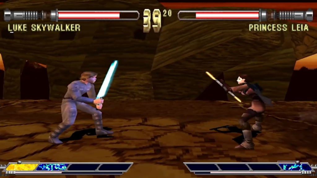 Luke Skywalker battles Princess Leia in game