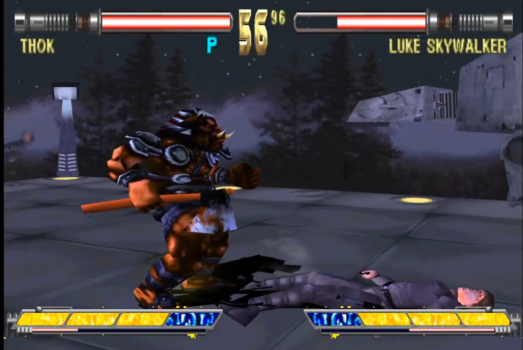 Video game fight: Thok defeats Luke Skywalker