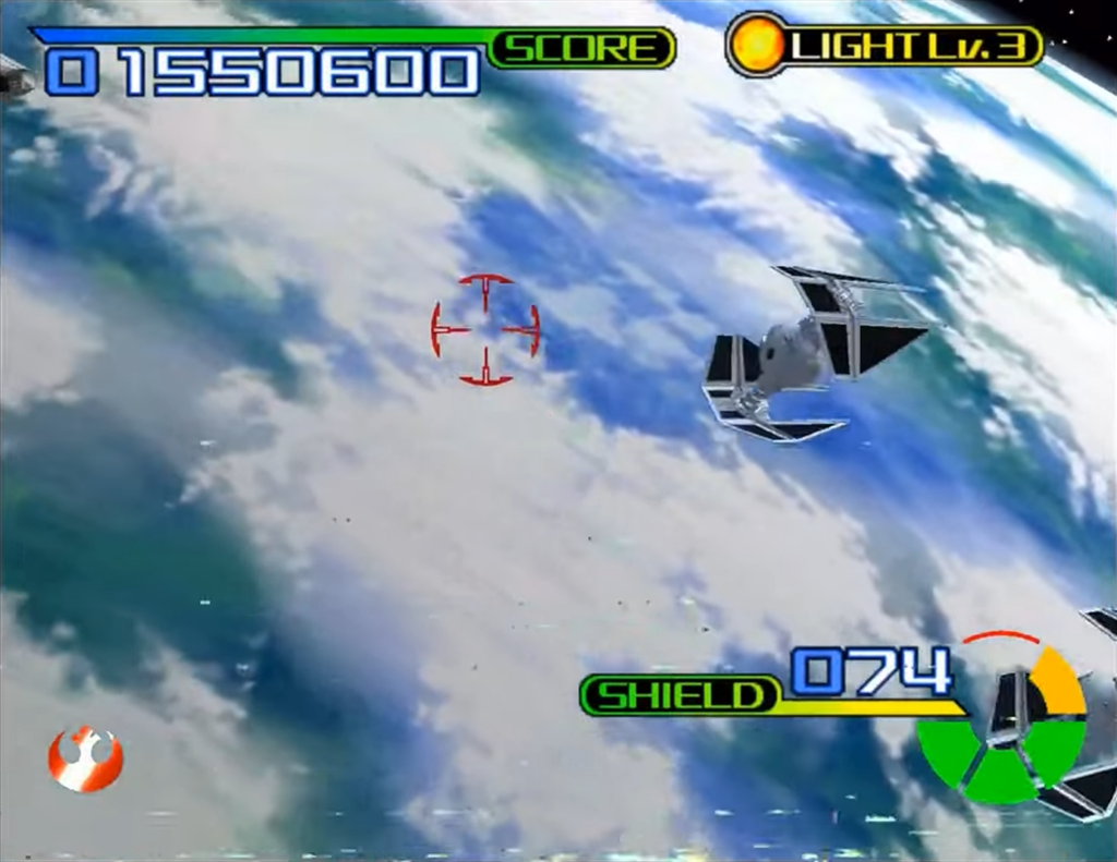 Space combat game HUD with TIE fighters