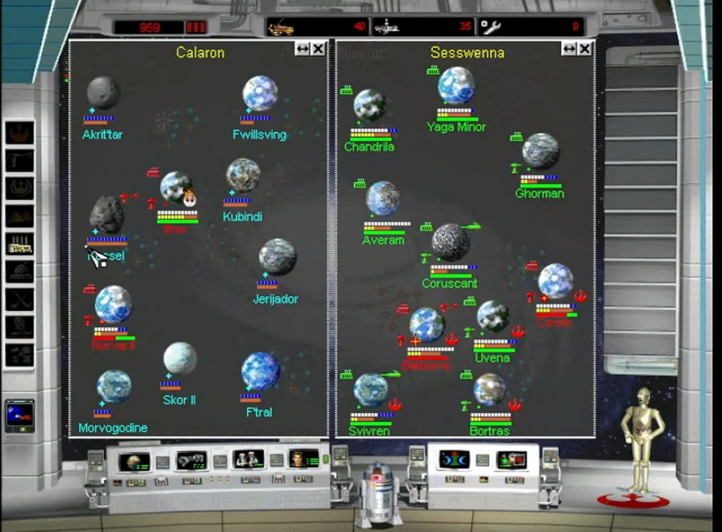 Star Wars strategy game galaxy map interface