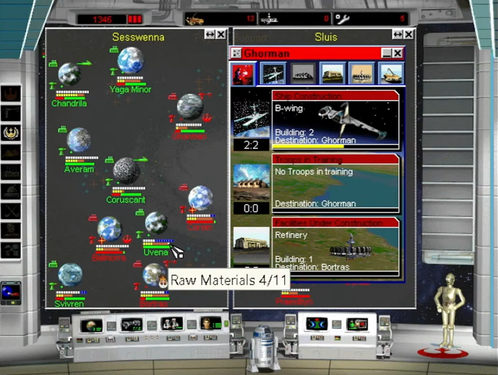 Star Wars strategy game galactic map interface screen