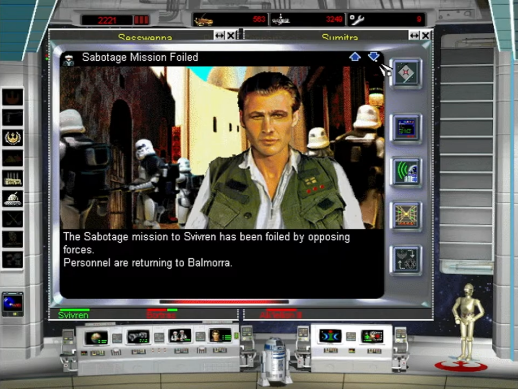Star Wars game screen showing mission failure message