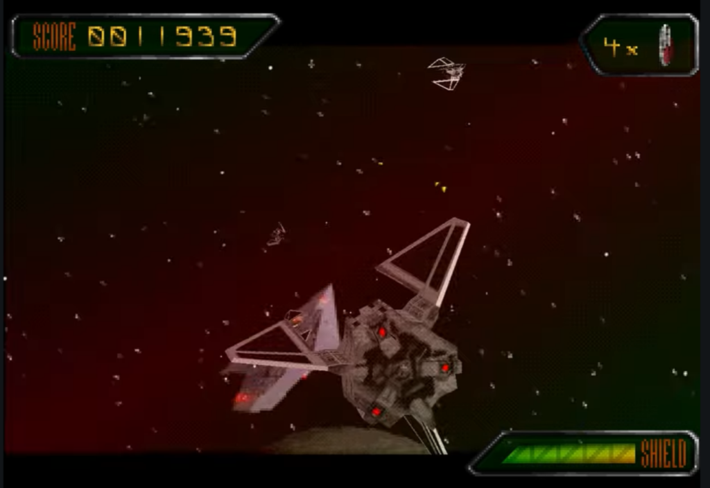 Retro space shooter with TIE-style spacecraft