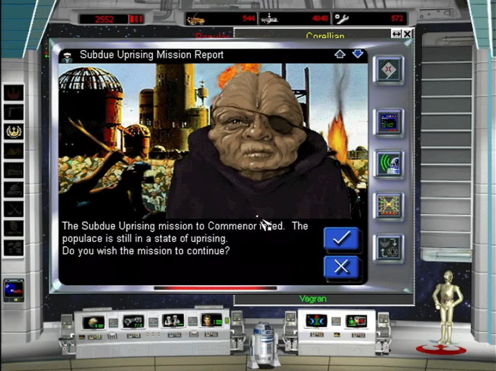 Star Wars game uprising mission report screen