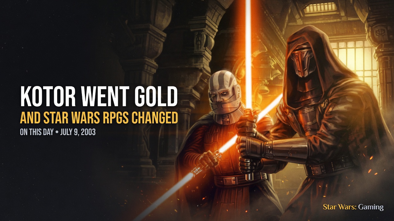 Star Wars Knights of the Old Republic went gold article header about KOTOR changing Star Wars RPG history