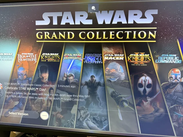 Star Wars Grand Collection game lineup on screen