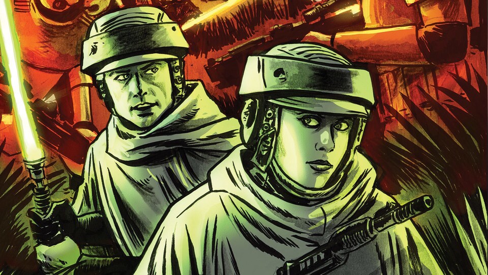 Luke Skywalker and Leia Organa exploring Bogano in Star Wars Adventures #7, a comic story connected to Jedi: Fallen Order.