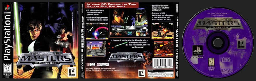Star Wars Masters of Teräs Käsi PlayStation cover and disc