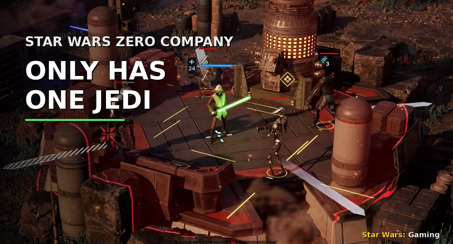 Tel-Rea fights with a green lightsaber in Star Wars Zero Company, where she is the game’s only Jedi Operator.