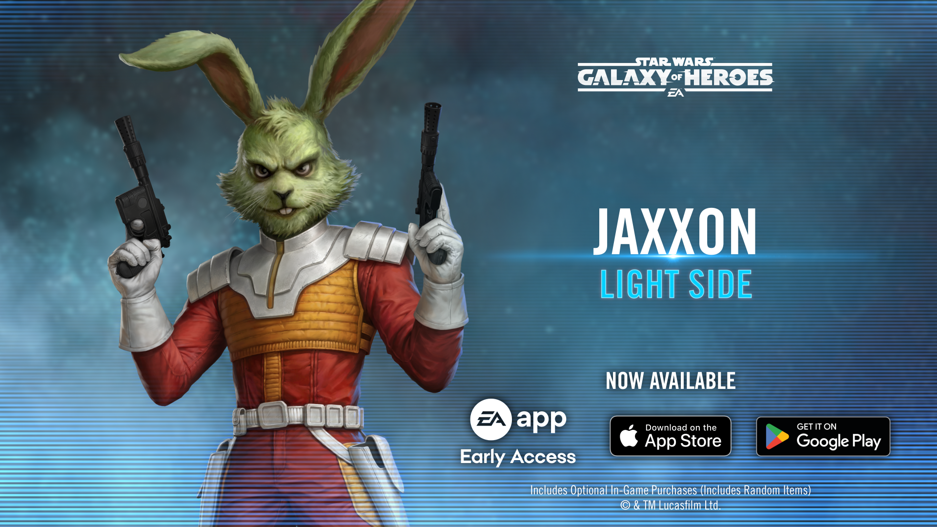 Jaxxon in Star Wars: Galaxy of Heroes, featured in a guide covering his best team, mods, abilities, and Territory Battles Omicron.