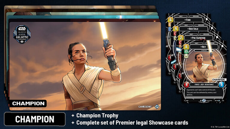 Rey holding lightsaber on Star Wars card